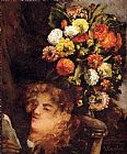 Gustave Courbet Head of A Woman With Flowers painting